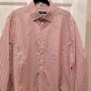 Stone Rose Mens Shirt Button Orange Blue Stripe